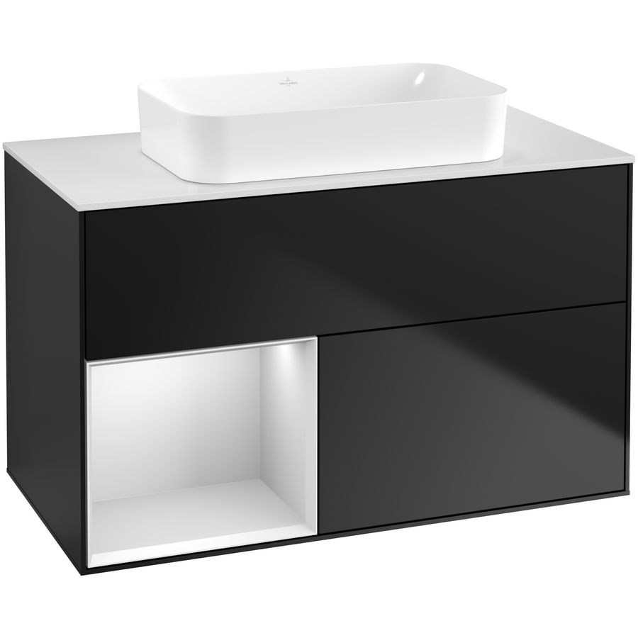 Wastafelonderkast Finion 1000x603x501mm Black Matt Lacquer F651MTPD