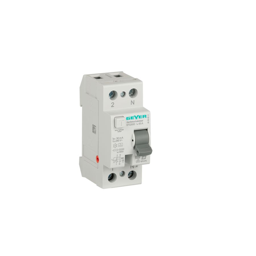 Aardlekschakelaar 2p 63A 30mA. A-kl