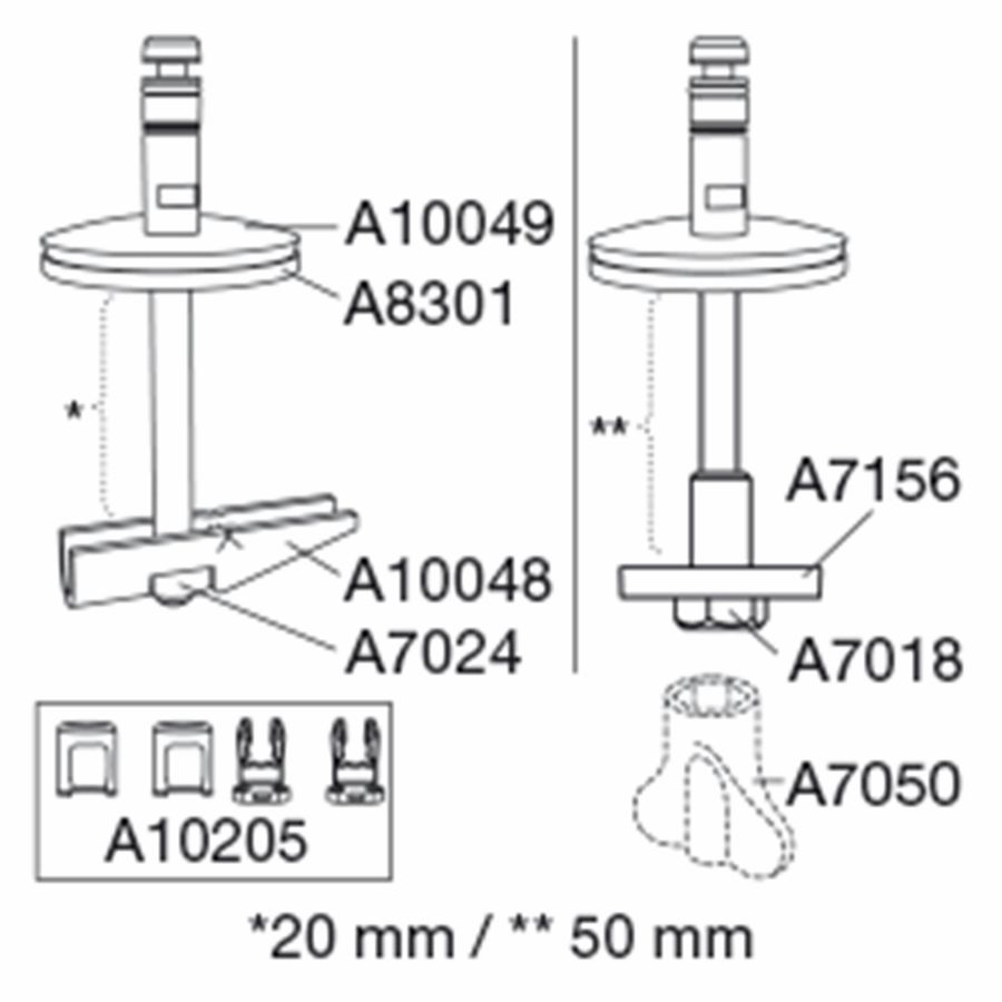 Combischarnier vast DH9999 naar keuze vaste montage of lift-off
