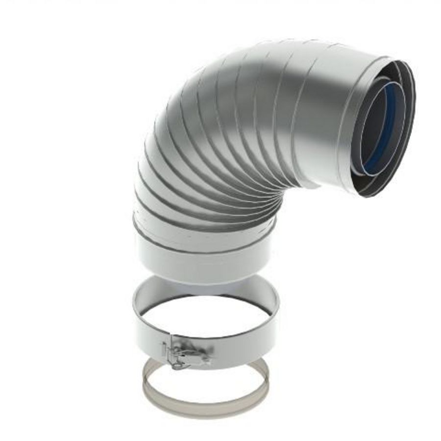 Concentrische bocht aluminium 100/150 90° geribbeld