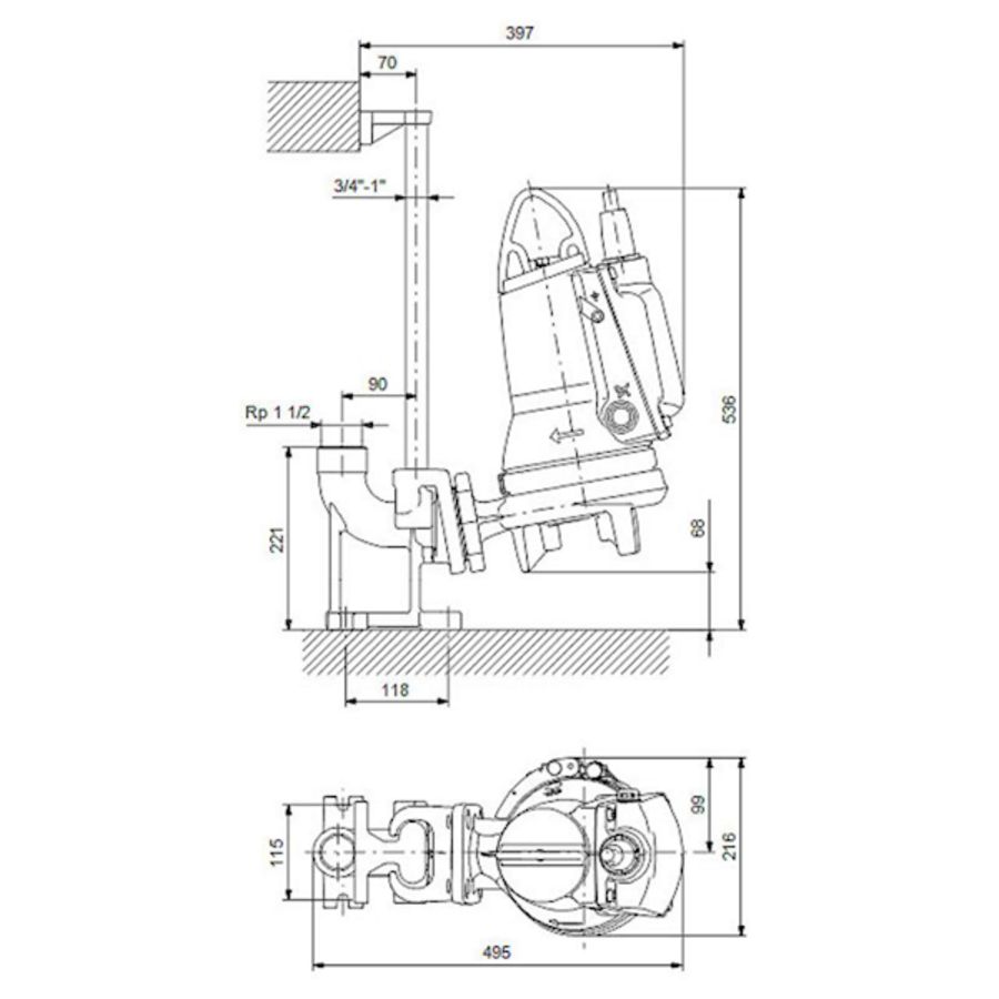 Fecaliendompelpomp SEG.40.09.E.Ex.2.1.502 1x230V Auto Adapt