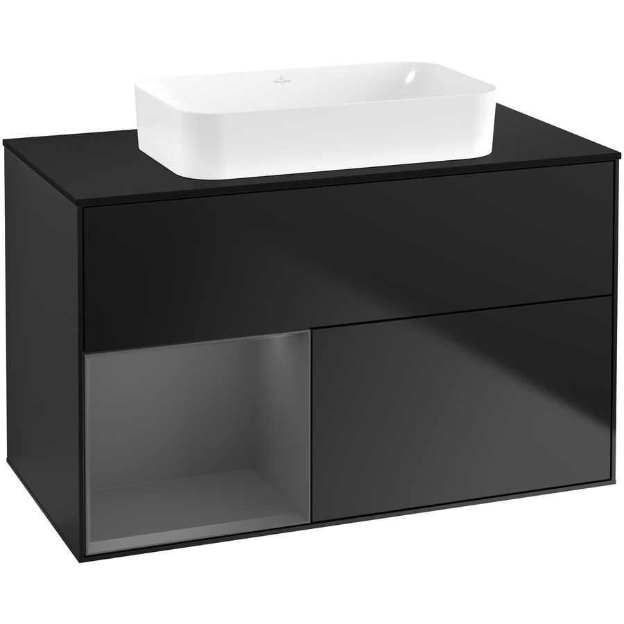 Wastafelonderkast Finion 1000x603x501mm Black Matt Lacquer F652GKPD