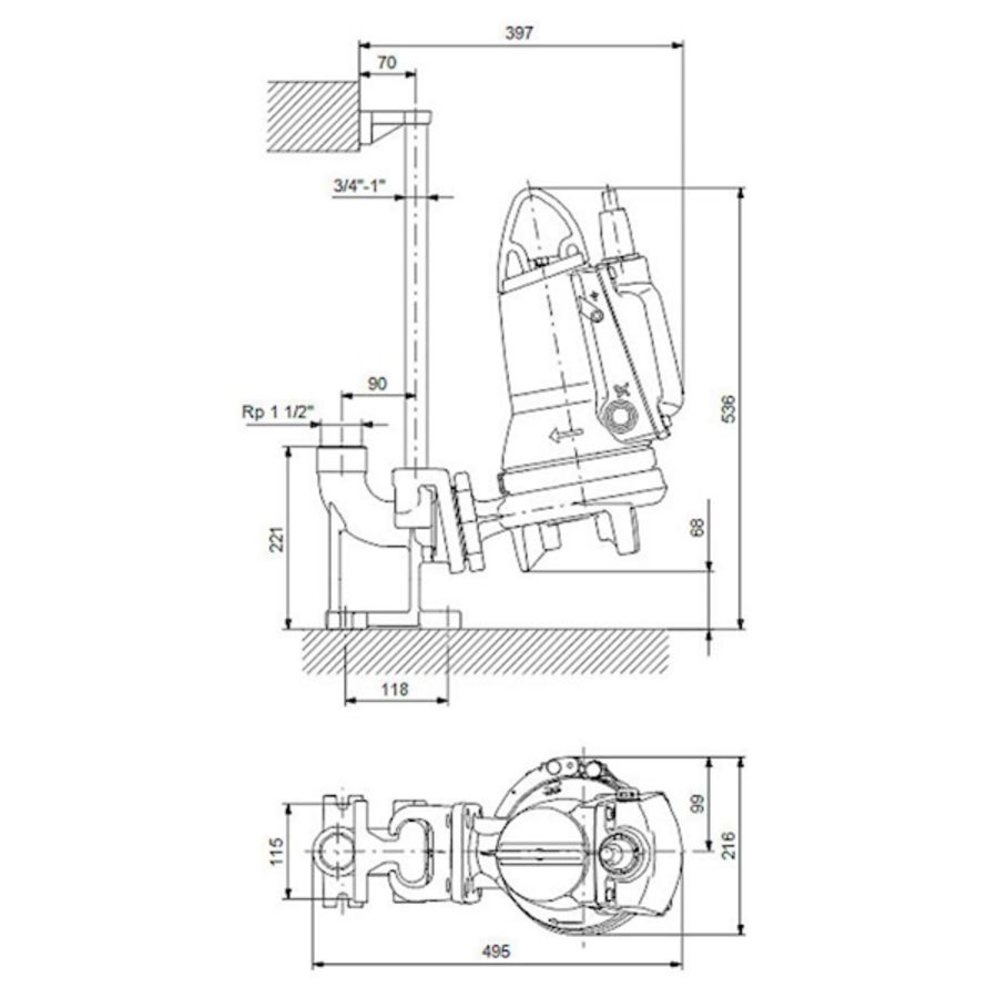 Fecaliendompelpomp SEG.40.12.E.2.1.502 1x230V Auto Adapt