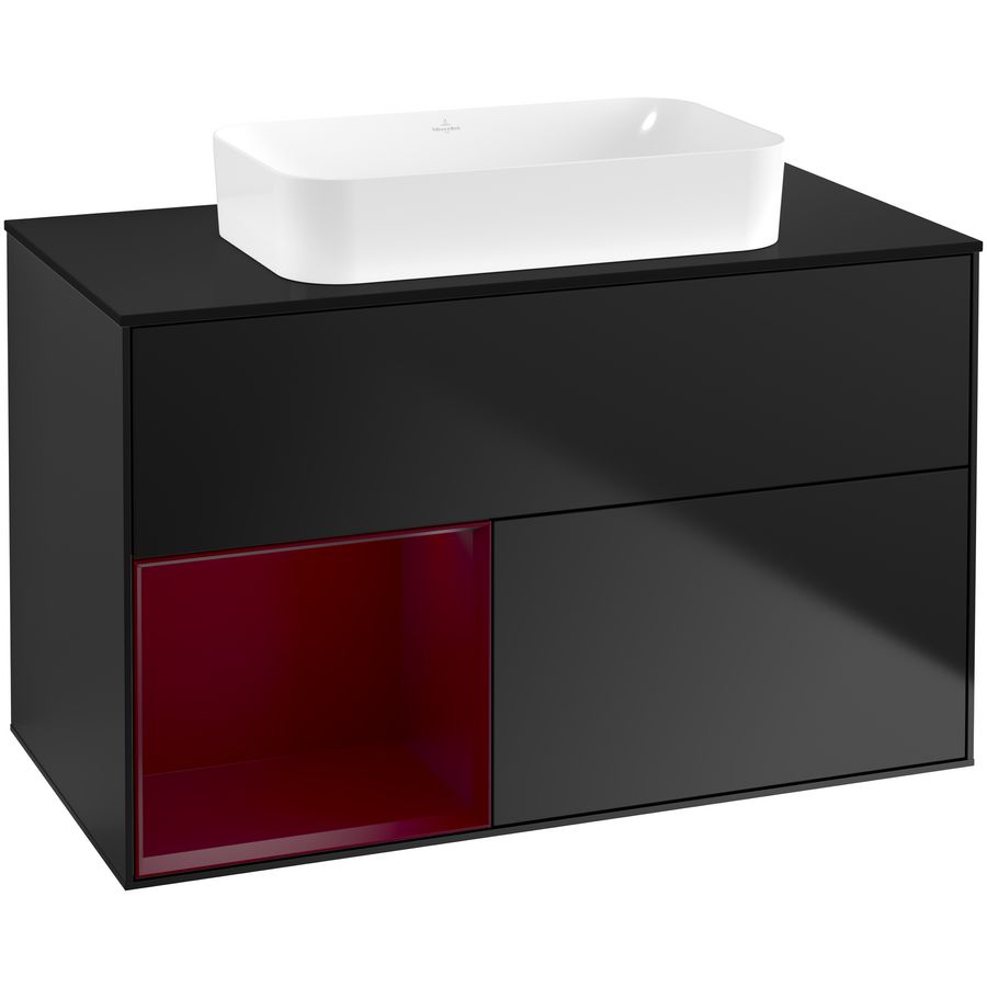 Wastafelonderkast Finion 1000x603x501mm Black Matt Lacquer F652HBPD