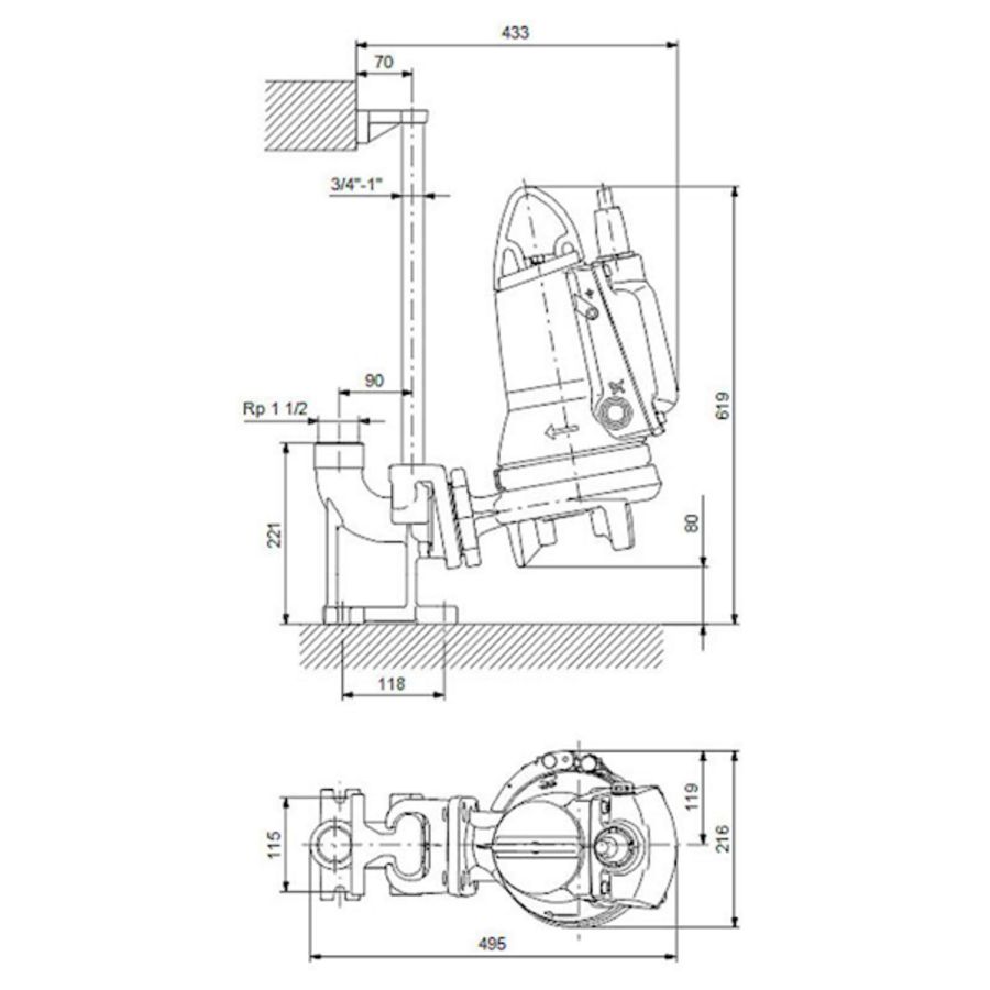 Fecaliendompelpomp SEG.40.15.E.Ex.2.50B 3x400VY Auto Adapt