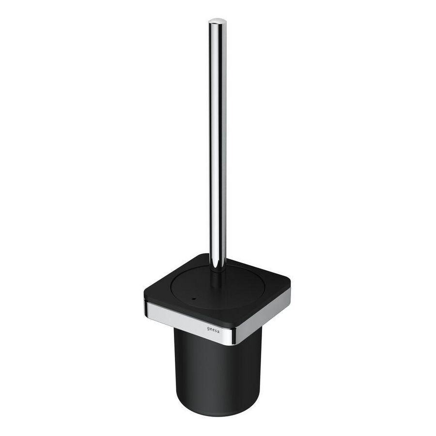 Closetborstelgarnituur wandmodel zwart/chroom FRAME BLACK CHROME