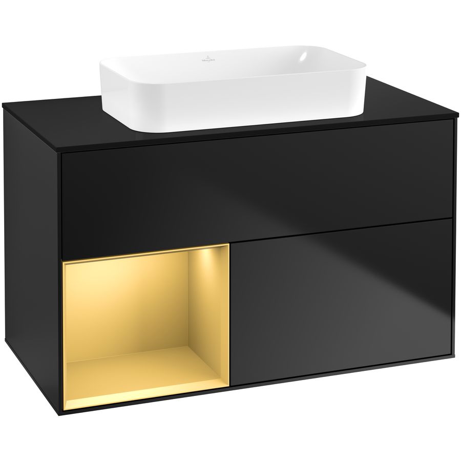 Wastafelonderkast Finion 1000x603x501mm Black Matt Lacquer F652HFPD