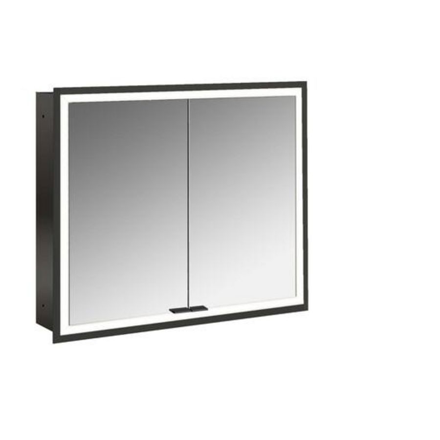 Spiegelkast Prime Facelift inbouw 800mm 2 deur Ip 20 Zwart