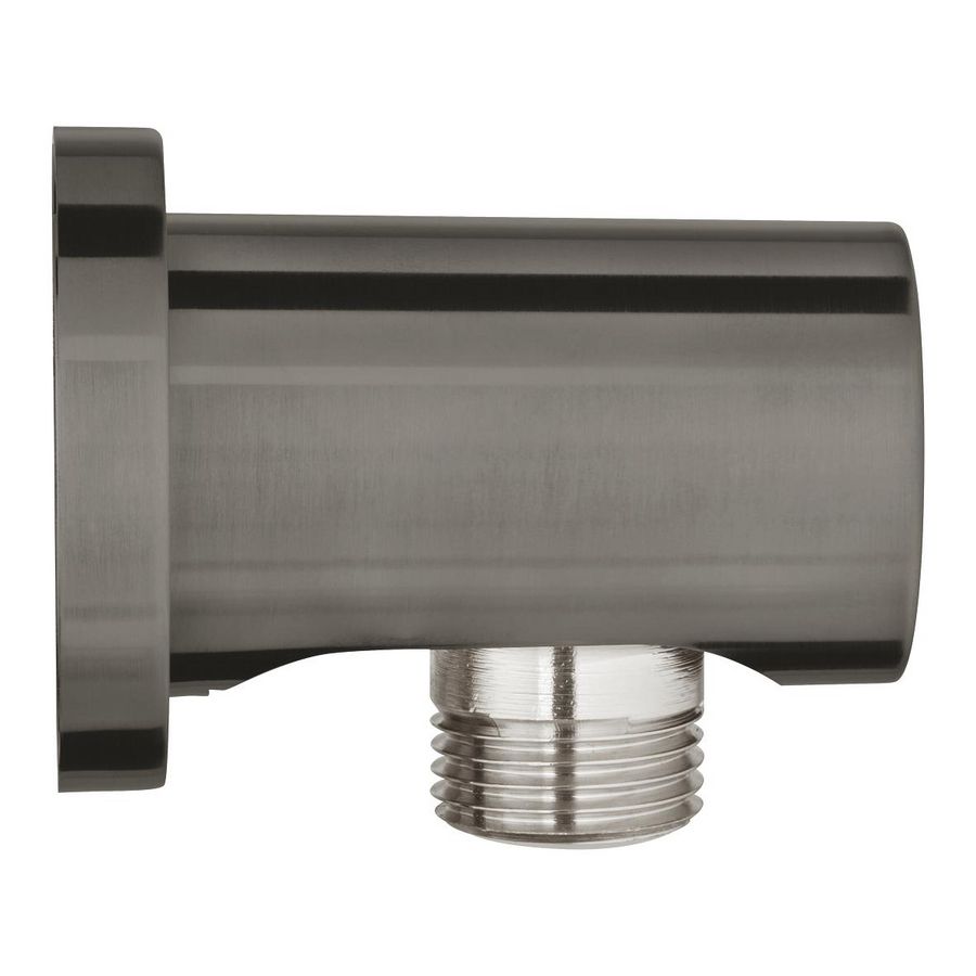Rainshower aansluitbocht hard graphite geborsteld (mat donker grijs) rond