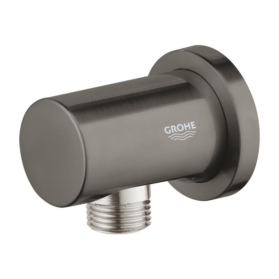 Rainshower aansluitbocht hard graphite geborsteld (mat donker grijs) rond