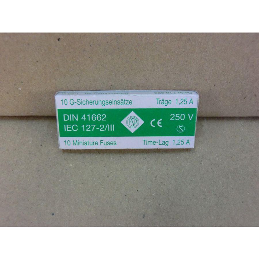 Set a 10st. Zekering 5x20t 1,25A traag 36313S