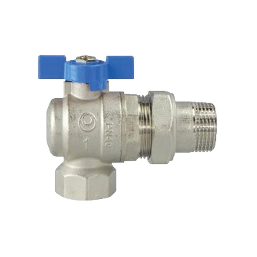 Pro Kogelafsluiter 1" BIN x 1" BUI Haaks vlinder blauw