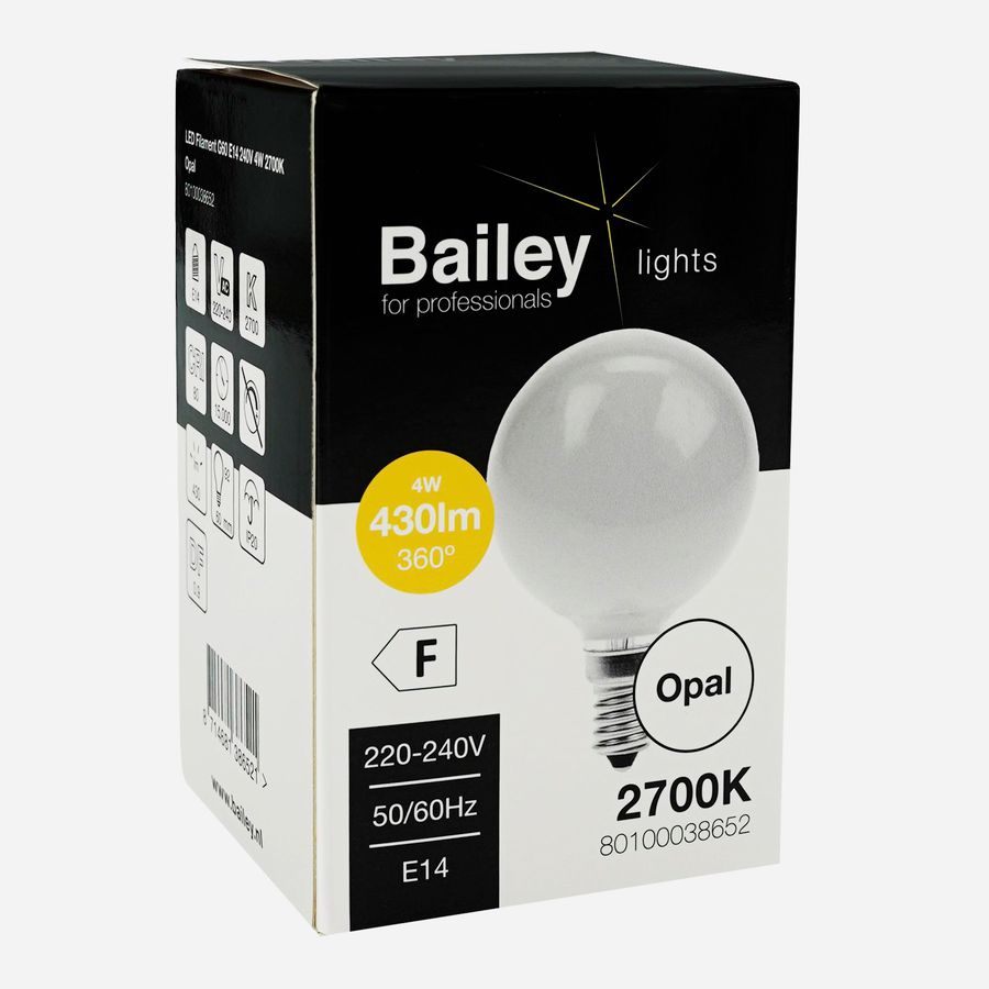 LED-lamp G60 OP FIL E14 4W (37W) 430lm 827 Opal