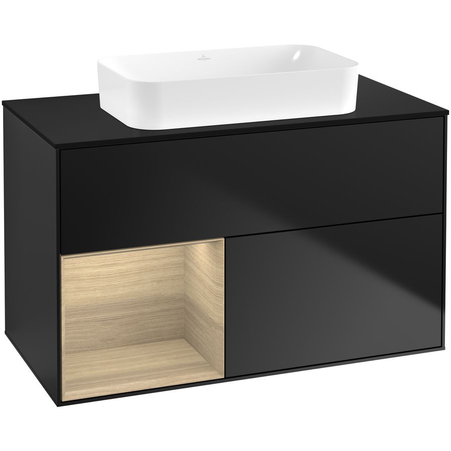 Wastafelonderkast Finion 1000x603x501mm Black Matt Lacquer F652PCPD