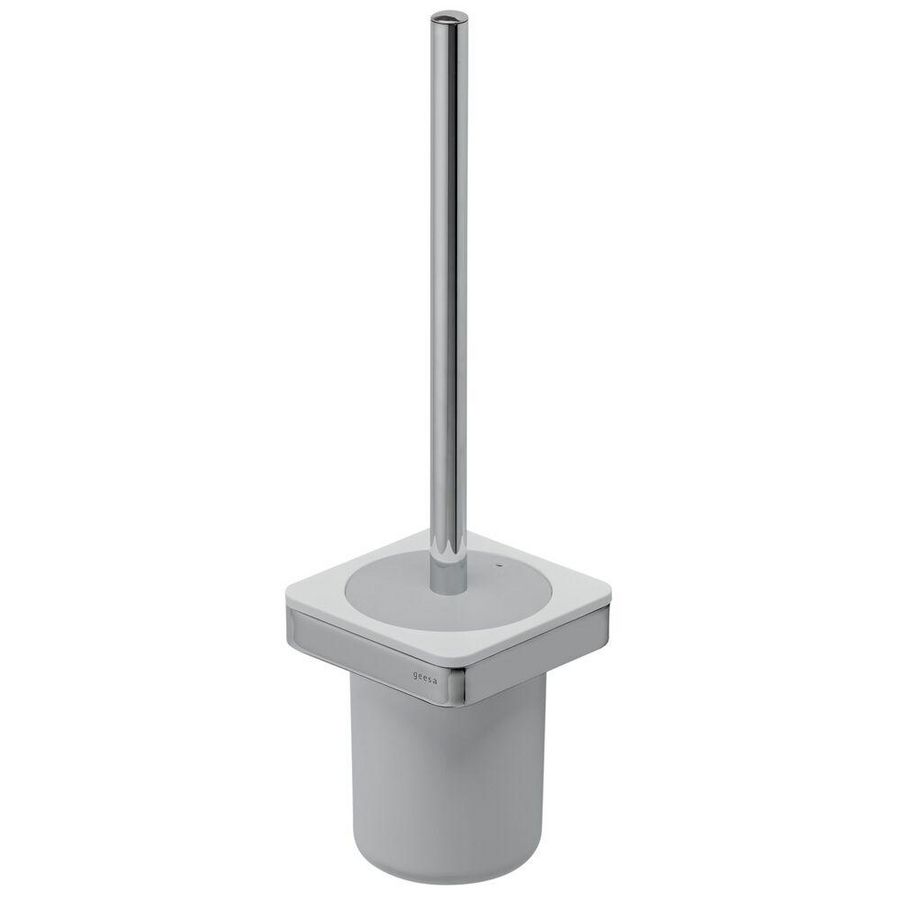 Closetborstelgarnituur wandmodel wit/chroom FRAME WHITE CHROME