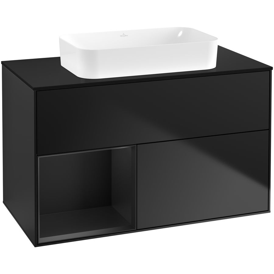 Wastafelonderkast Finion 1000x603x501mm Black Matt Lacquer F652PDPD