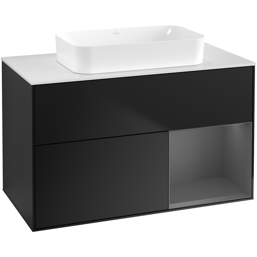 Wastafelonderkast Finion 1000x603x501mm Black Matt Lacquer F661GKPD