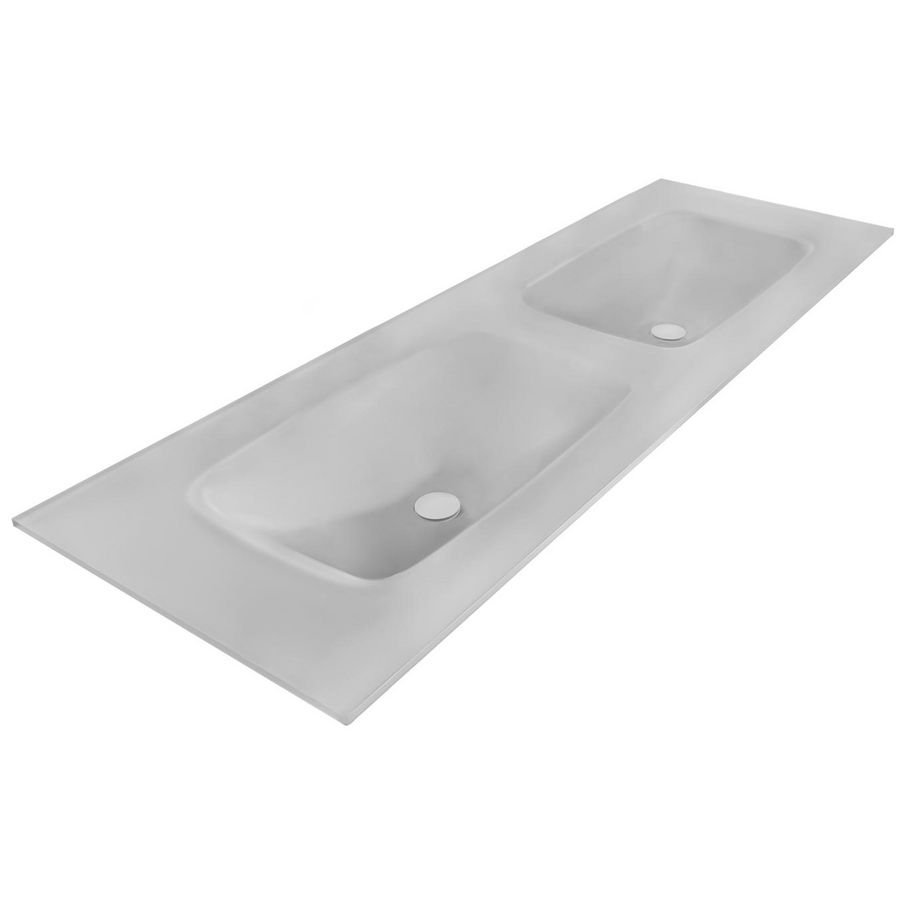 Wastafel 240 glas mat light grey 120.5x46cm 2x kom zonder kraangaten (los besteld)