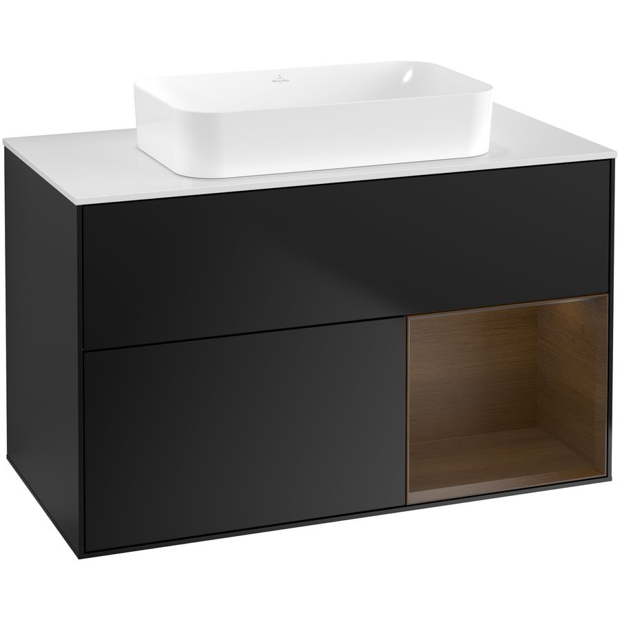 Wastafelonderkast Finion 1000x603x501mm Black Matt Lacquer F661GNPD