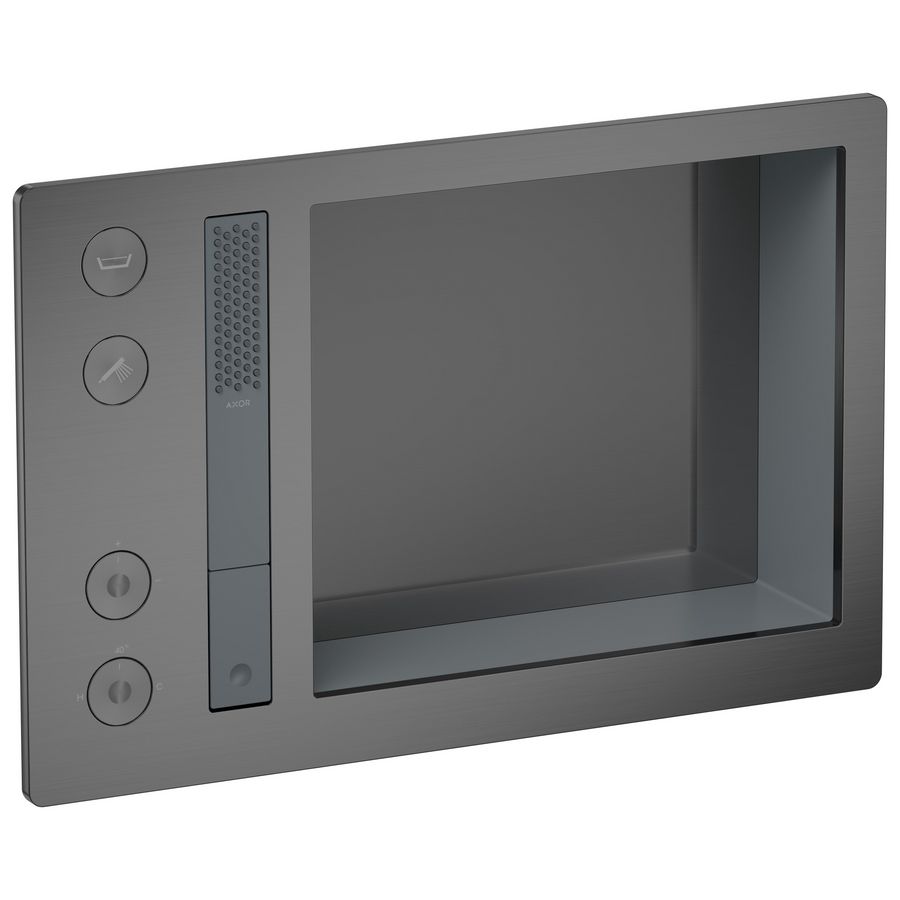 AXOR Incava Douchesysteem 600/390 met thermostaat voor 2 functies Brushed Black Chrome