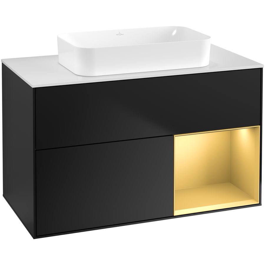 Wastafelonderkast Finion 1000x603x501mm Black Matt Lacquer F661HFPD