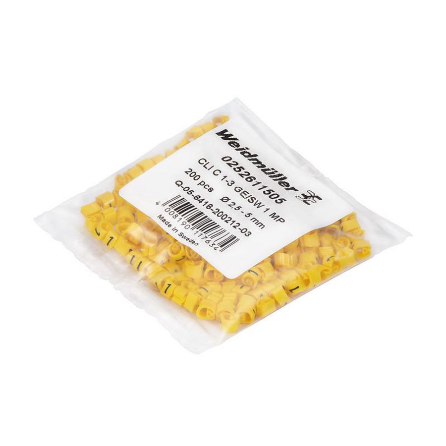 Kabelcoderingsyst. geel geleider O.D.1.3-3mm PVC VVE=200