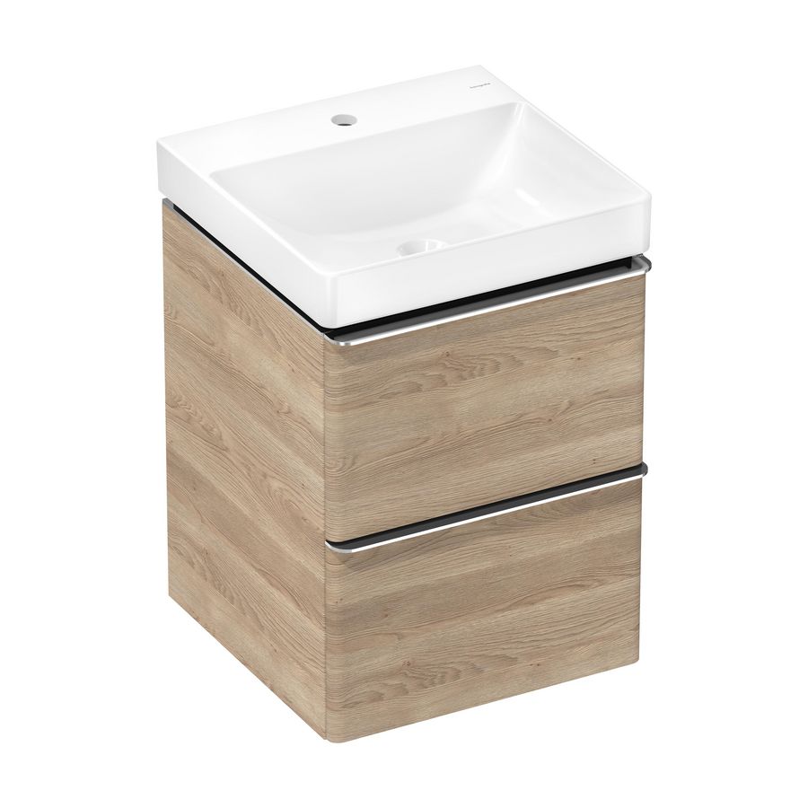 Badmeubel set Xelu Q Natural Oak 480/475 2 lades fontein chroom