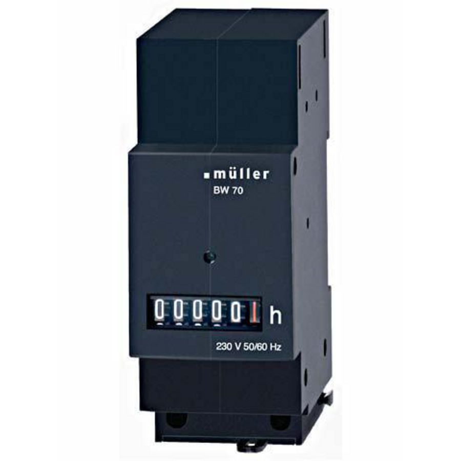Urenteller BG70.29 DIN-rail12-48VDC 2TE zwart