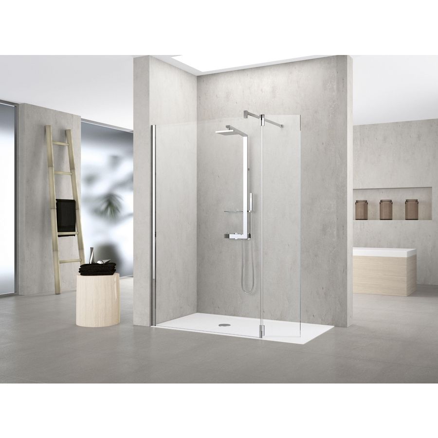 Draaideel tbv douchewand KUADRA-HA 370x2000mm satin glas profiel brushed black chrome