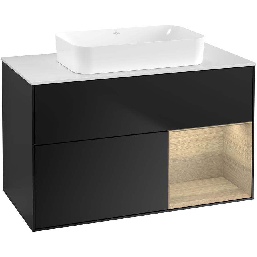 Wastafelonderkast Finion 1000x603x501mm Black Matt Lacquer F661PCPD