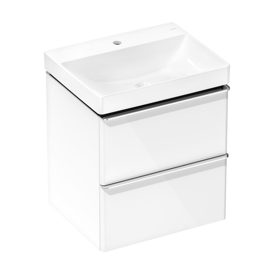 Badmeubel Xelu Q set High Gloss White 580/475 2 lades chroom