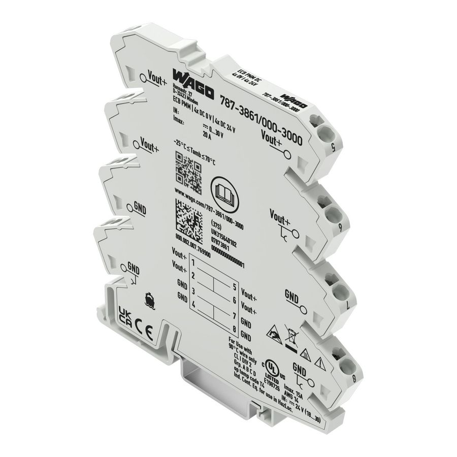 Potentiaalverdeelmodule 2 potentialen 4 klemposities 0V/24V
