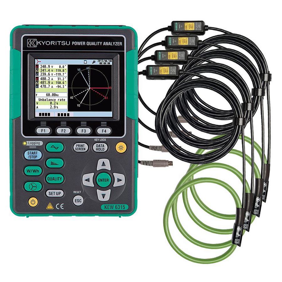 Driefase Power Quality Analyser inclusief SW, koffer en 4 x