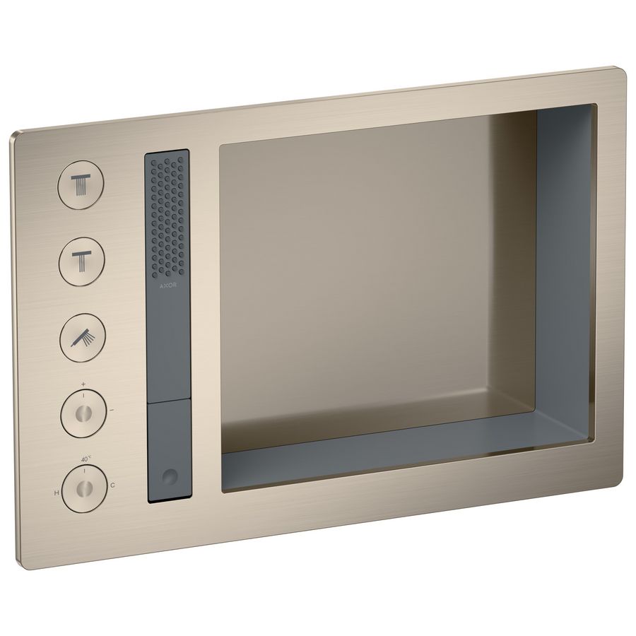 AXOR Incava Douchesysteem 600/390 met thermostaat voor 3 functies Brushed Nickel