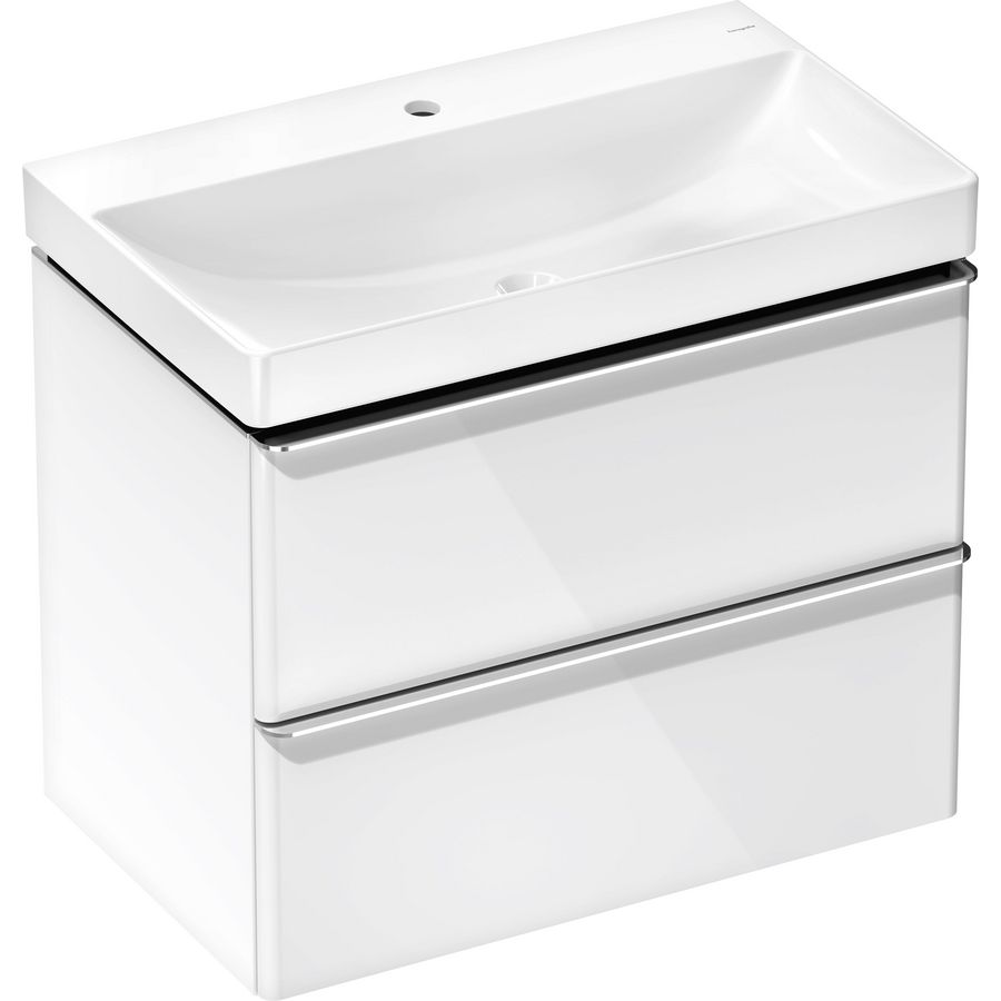 Badmeubel Xelu Q set High Gloss White 780/475 2 lades chroom