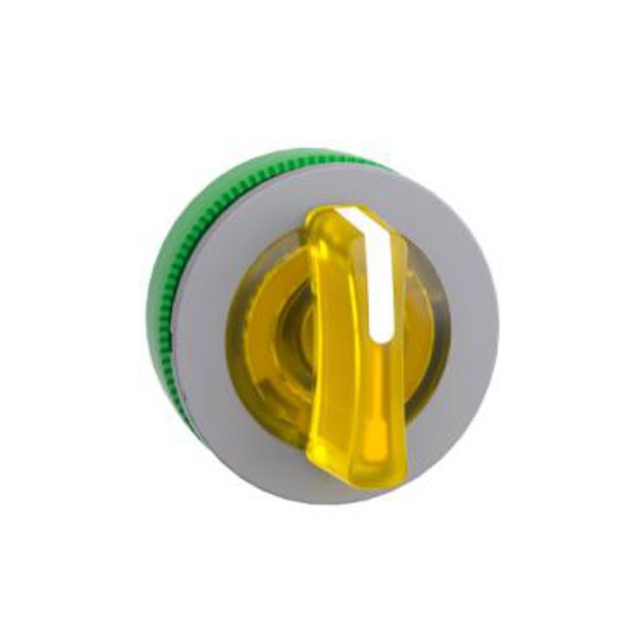 flush mounted XB5 yellow selector switch 3-position. cp grey