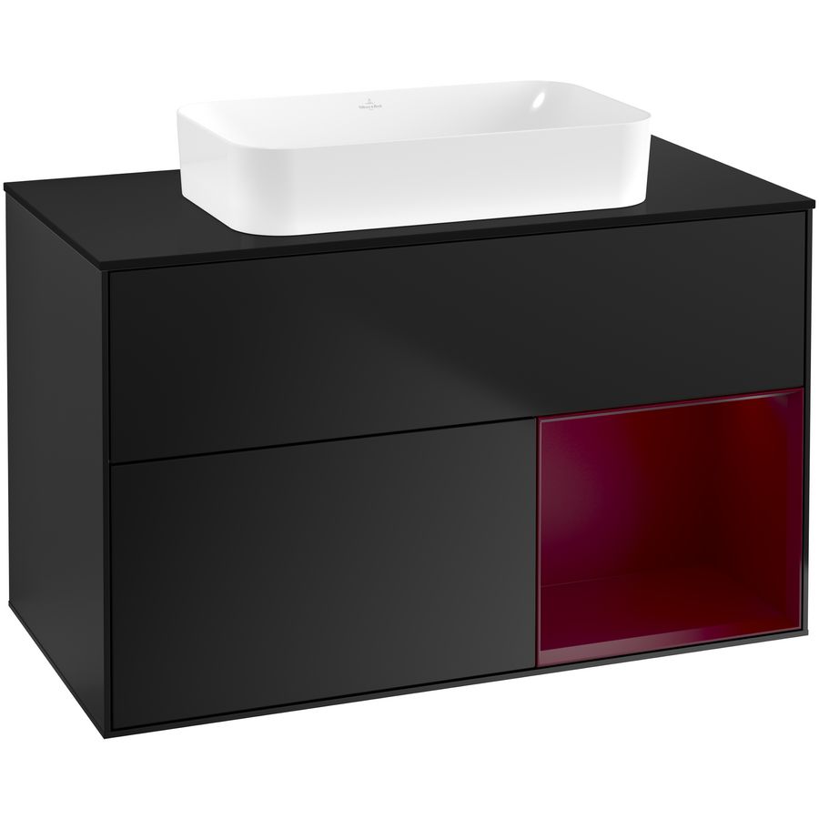 Wastafelonderkast Finion 1000x603x501mm Black Matt Lacquer F662HBPD