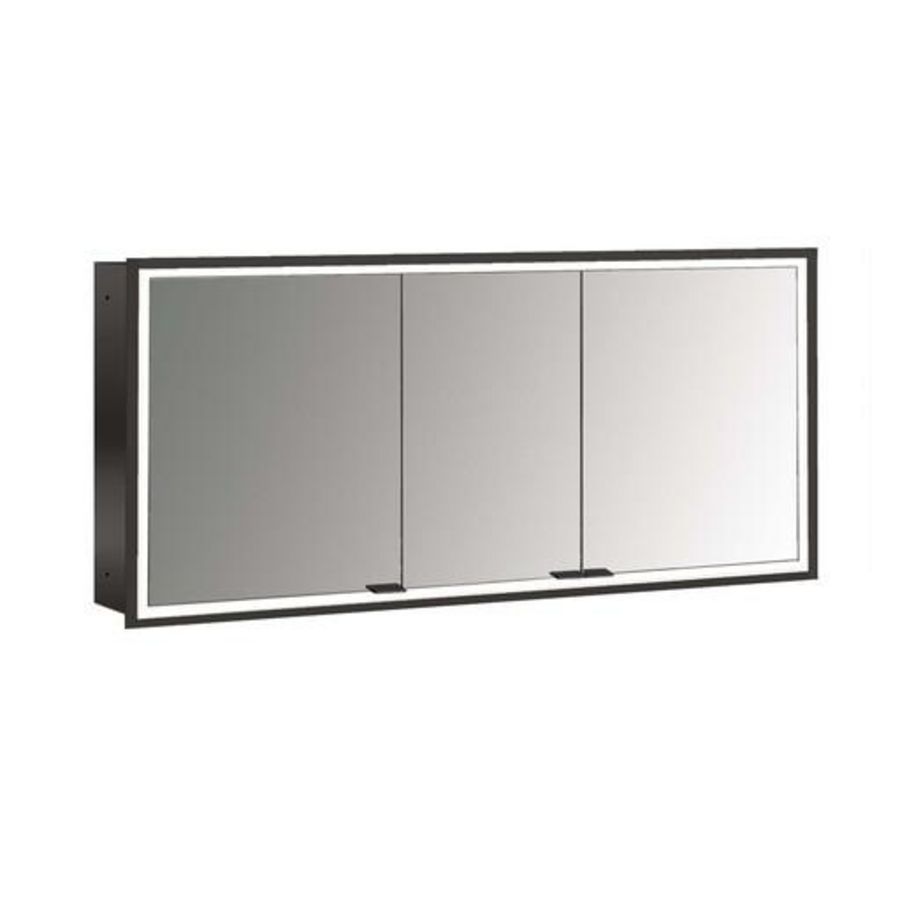 Spiegelkast Prime Facelift inbouw 1400mm 3 deur Ip 20 Zwart