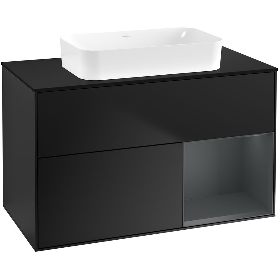 Wastafelonderkast Finion 1000x603x501mm Black Matt Lacquer F662HGPD