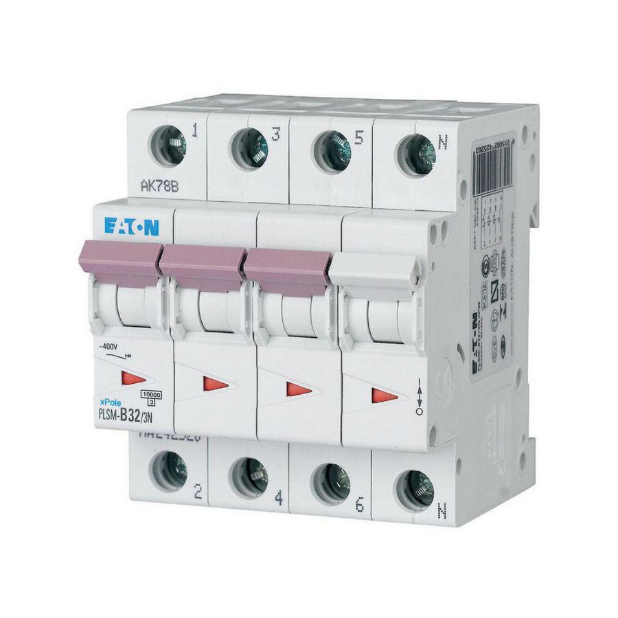 Installatie-automaat (MCB) PLSM, 32A, 3P+N, C-kar., 10ka Eaton