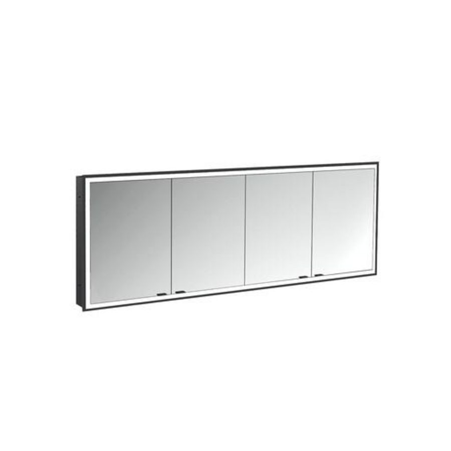 Spiegelkast Prime Facelift inbouw 1800mm 4 deur Ip 20 Zwart