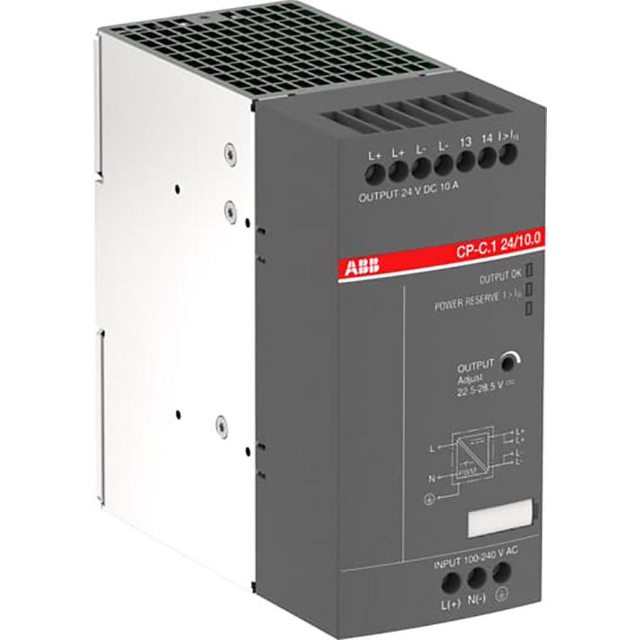 Voeding In 100-240VAC/90-300VDC uitgaand DC 24V/10A