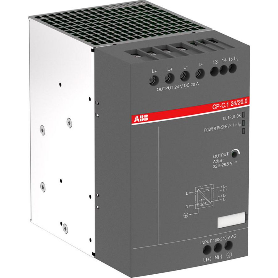 Voeding In 100-240VAC/90-300VDC Uit DC 24V/20A Gecoate print