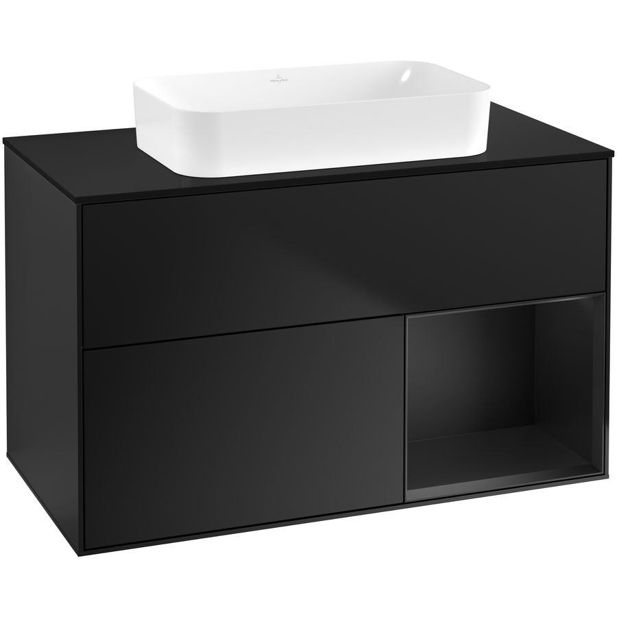 Wastafelonderkast Finion 1000x603x501mm Black Matt Lacquer F662PDPD