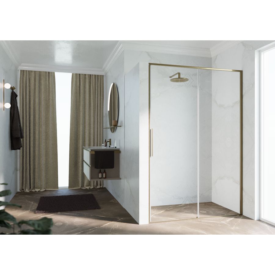 RIGA-2P schuifdeur in nis links 1060-1090x2000mm helder glas brushed bronze