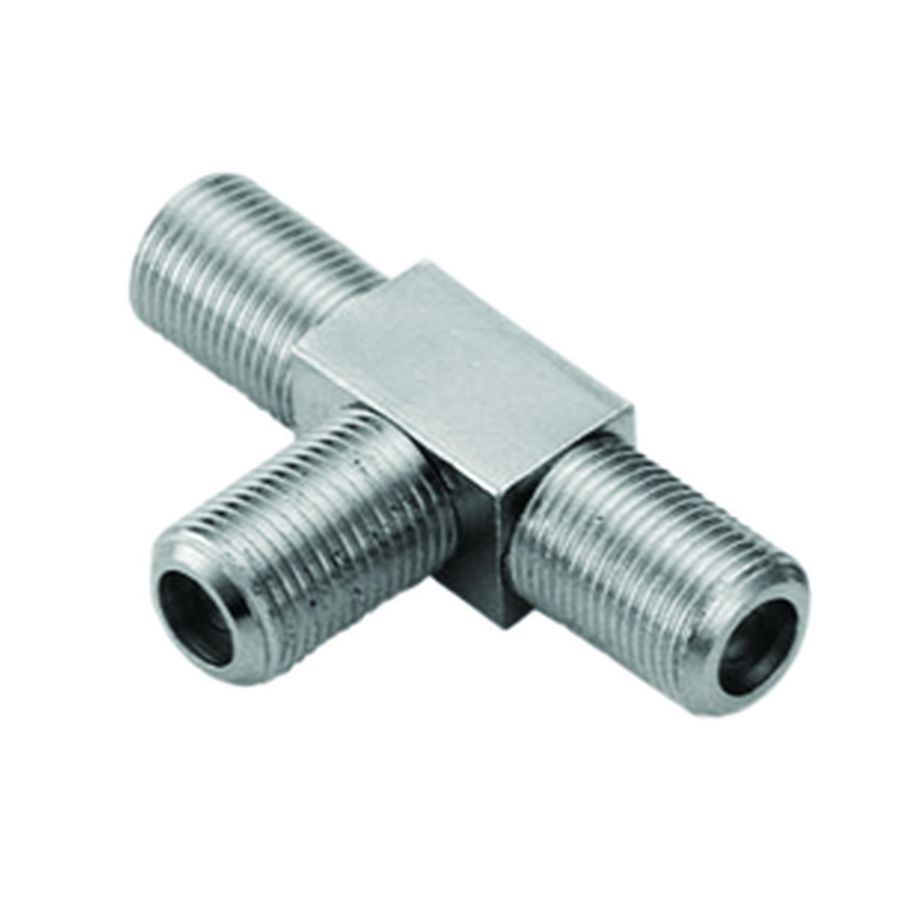 Doos a 10st. Adapter T-blok 3x Female F Connectoren