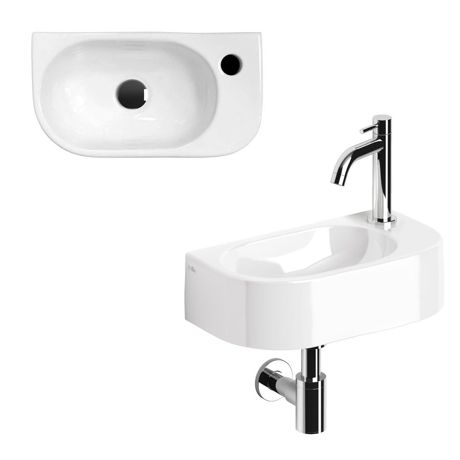 Fontein set 7 wit keramiek en chr. InBe