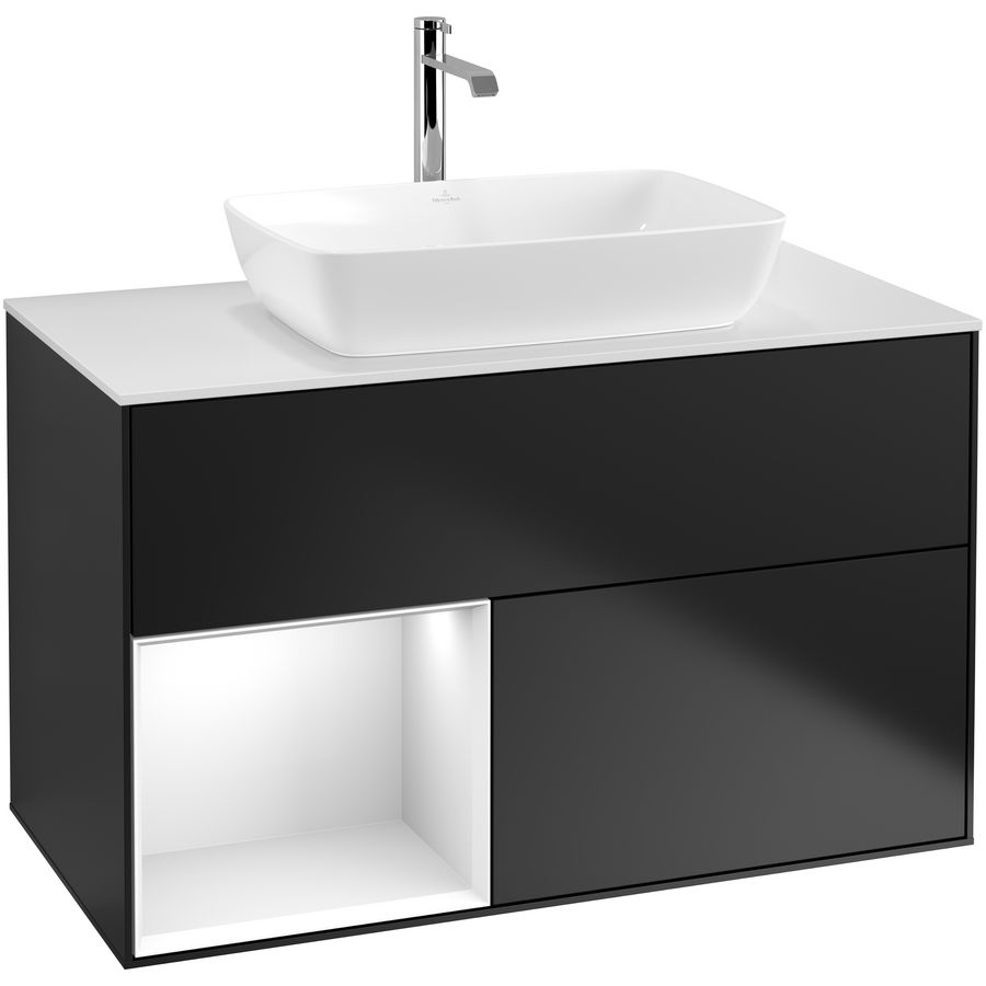 Wastafelonderkast Finion 1000x603x501mm Black Matt Lacquer F771GFPD
