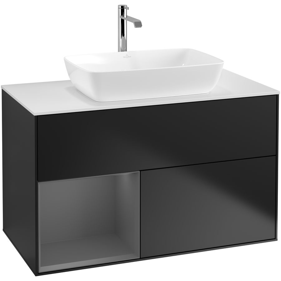 Wastafelonderkast Finion 1000x603x501mm Black Matt Lacquer F771GKPD