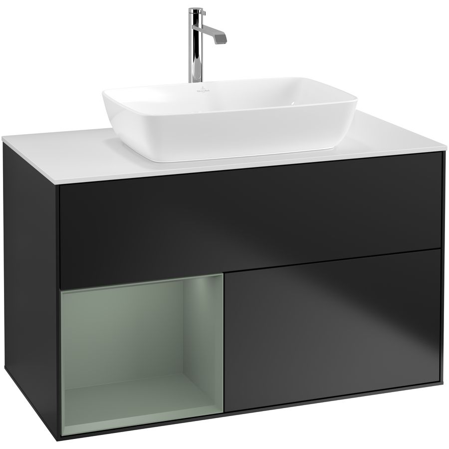 Wastafelonderkast Finion 1000x603x501mm Black Matt Lacquer F771GMPD